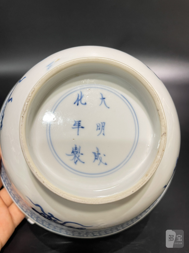 清康熙 青花一束莲纹大碗 - 图11
